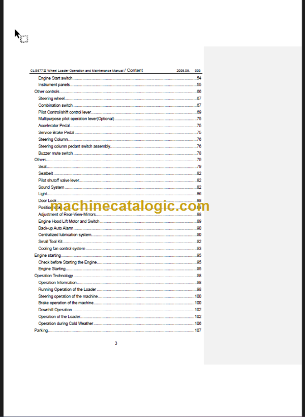 CLG 877 III OPERATION MANUAL 2008