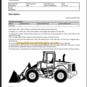 VOLVO L60E WHEEL LOADER SERVICE REPAIR MANUAL