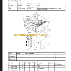 VOLVO PF6170 WHEELED PAVER PARTS MANUAL