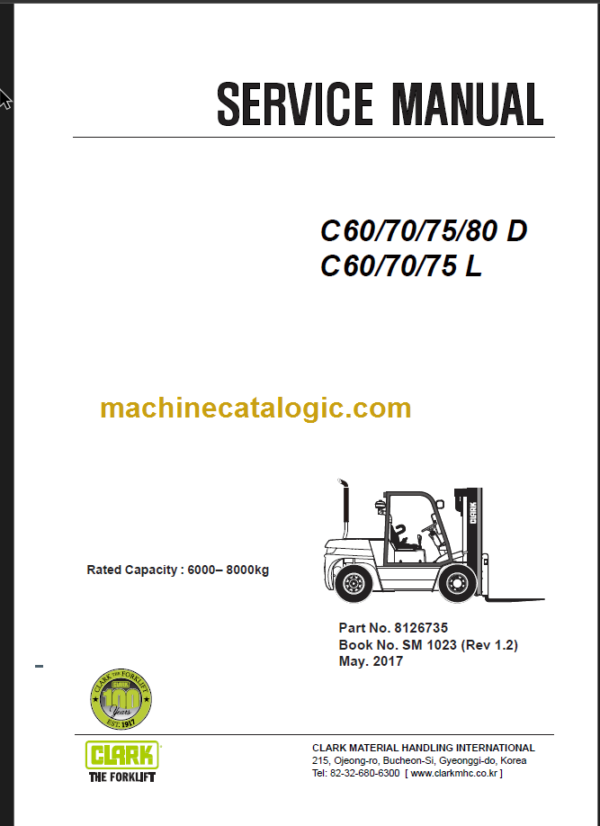 CLARK C60 70 75 80D L SERVICE MANUAL