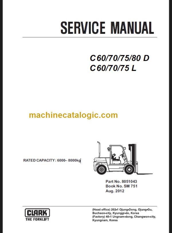 CLARK 80 D C 60 70 75L SERVICE MANUAL