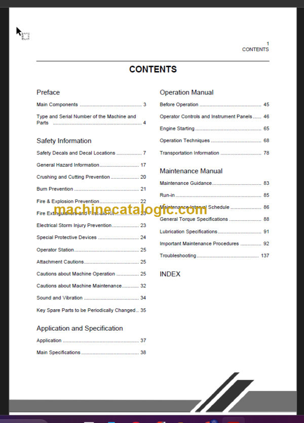 CLG835II (62F0018) OPERATION MANUAL