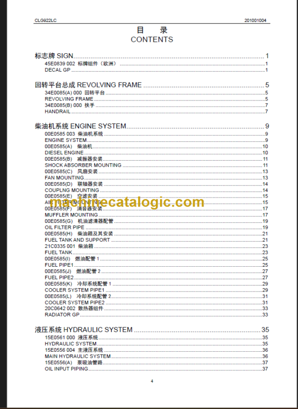 CLG922LC III PARTS CATALOG