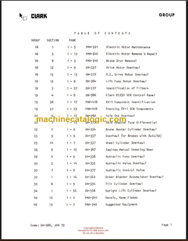 CLARK EC 235 ER EV 1 (OH-386) Overhaul Manual