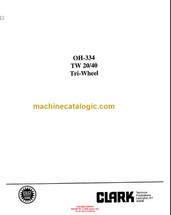 CLARK TW 20 40 OVERHAUL MANUAL