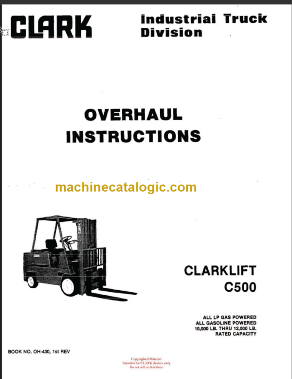 CLARKLIFT C500 (OH-430) Overhaul Manual