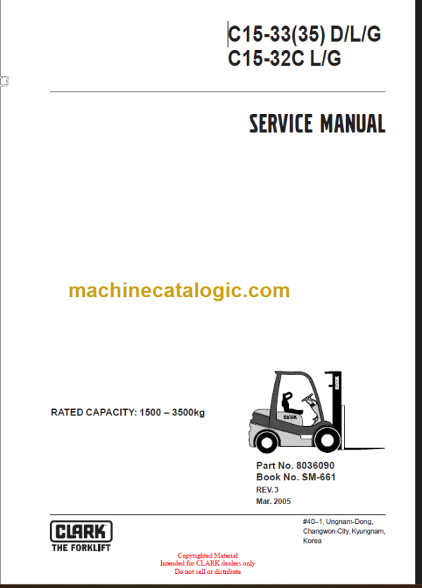 CLARK C15 33 32C 35 D L G SERVICE MANUAL