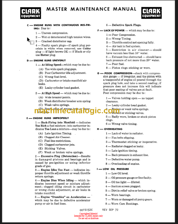 CLARK C500 OVERHAUL INSTRUCTIONS