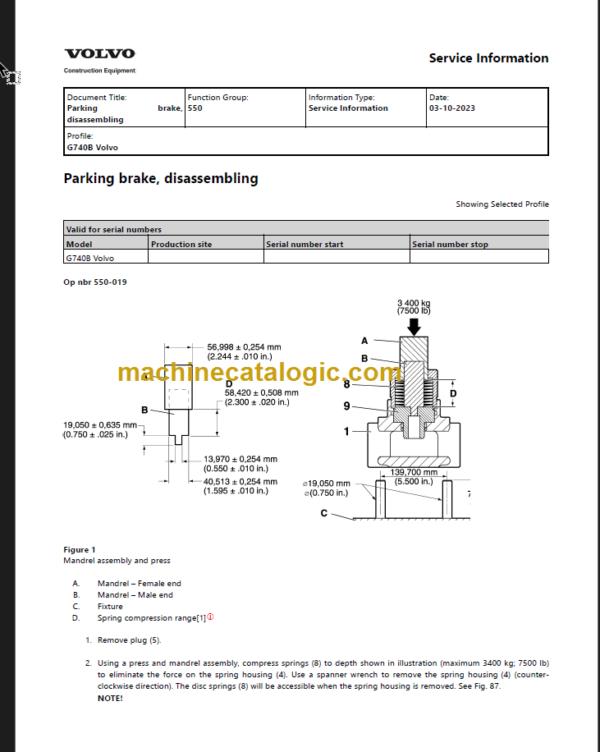 Volvo G740b Motor Grader Service Repair Manual