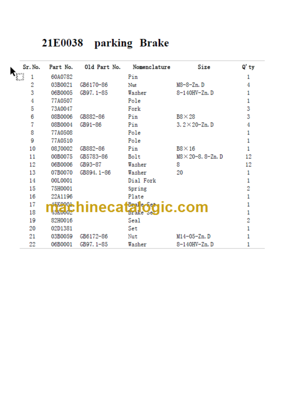 CLG 375 PARTS CATALOG