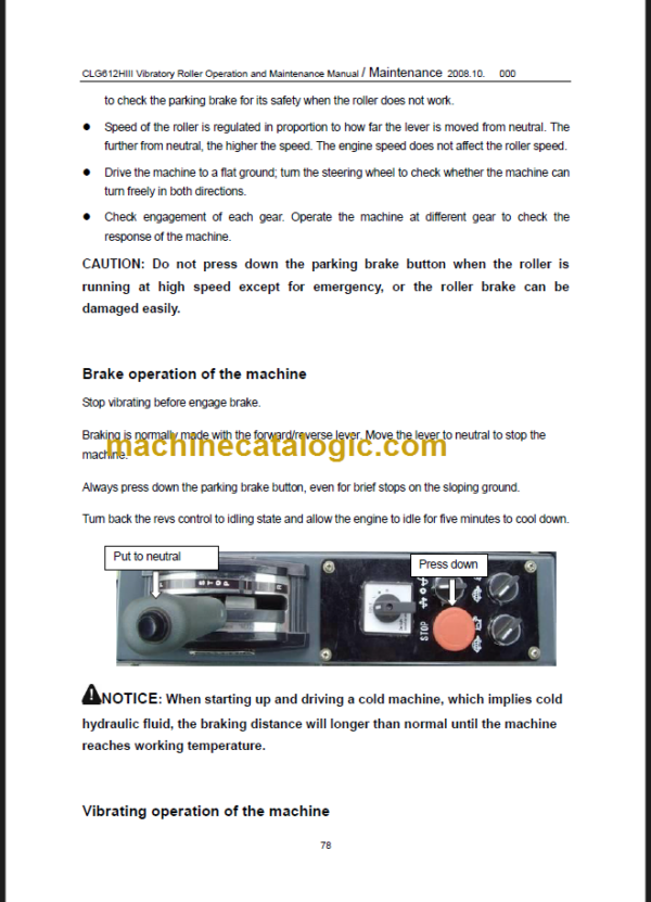 CLG612H III OPERATION MANUAL