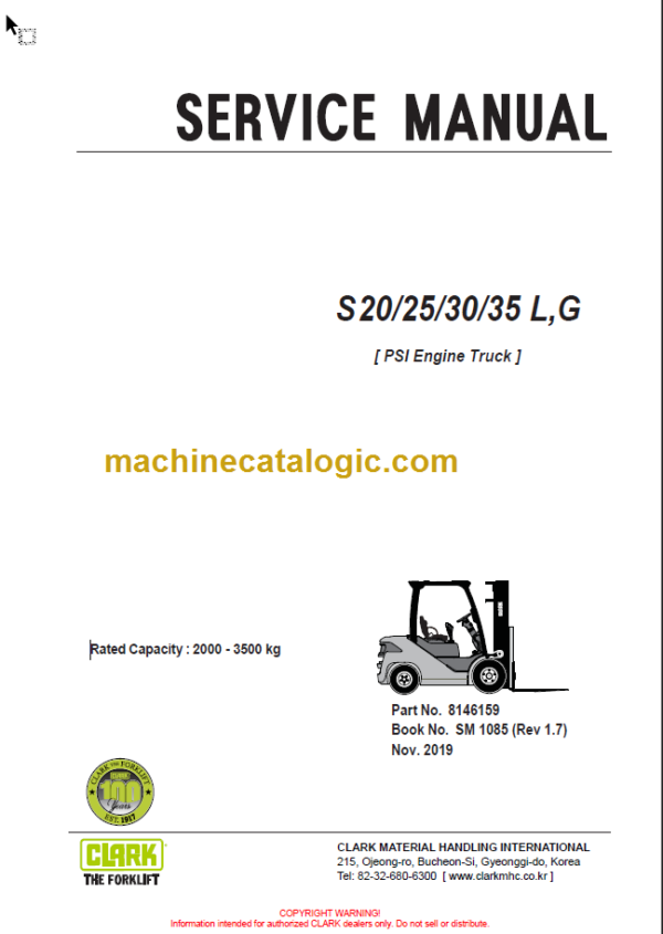 CLARK S20 25 30 35 L G SERVICE MANUAL