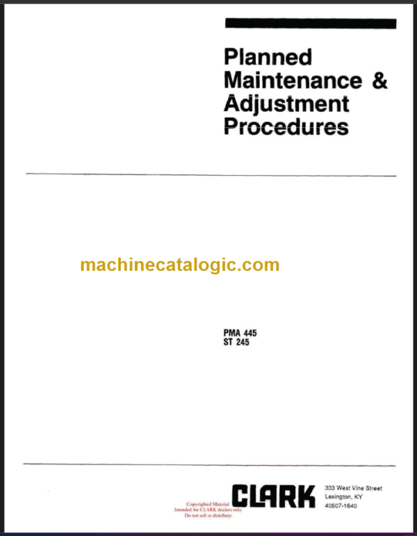 CLARK PMA-445 ST254 PLANNED MAINTENANCE