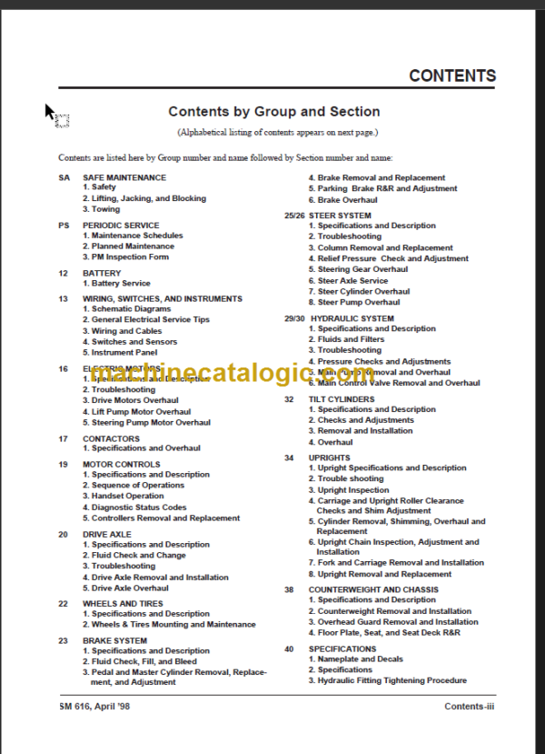 CLARK TMG 12-25 TMG 13-20X EPG15-18 SERVICE MANUAL