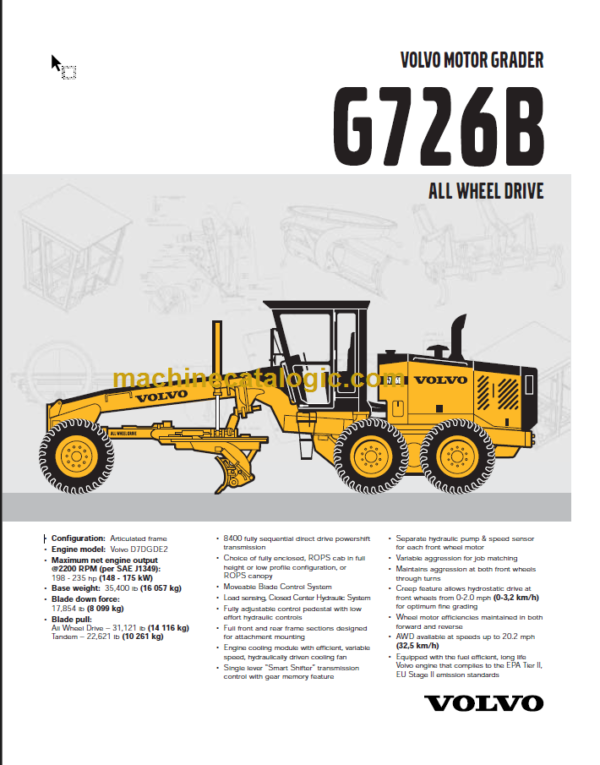 VOLVO G726B MOTOR GRADER SERVICE REPAIR MANUAL