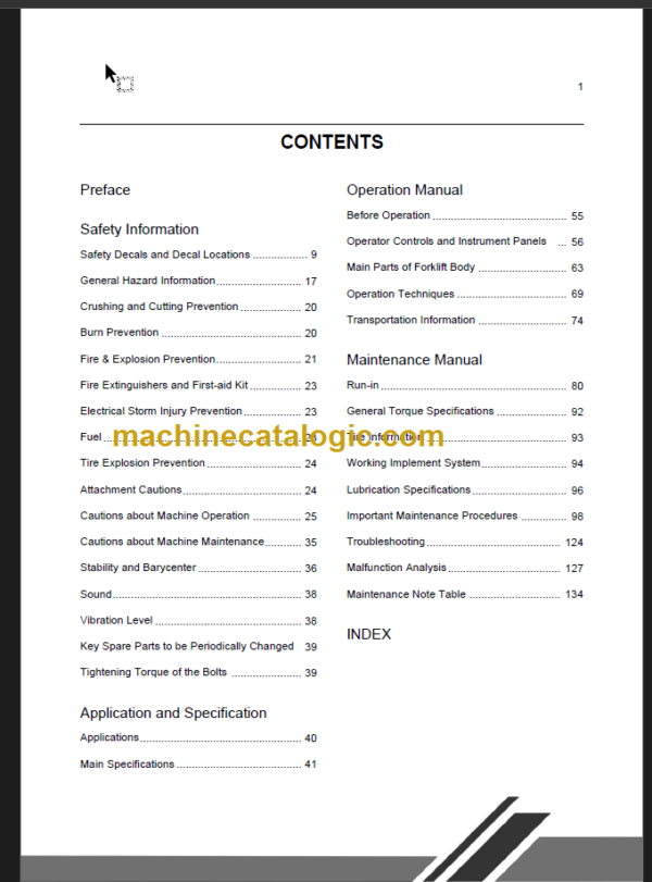 CLG2030H-35H OPERATION MANUAL