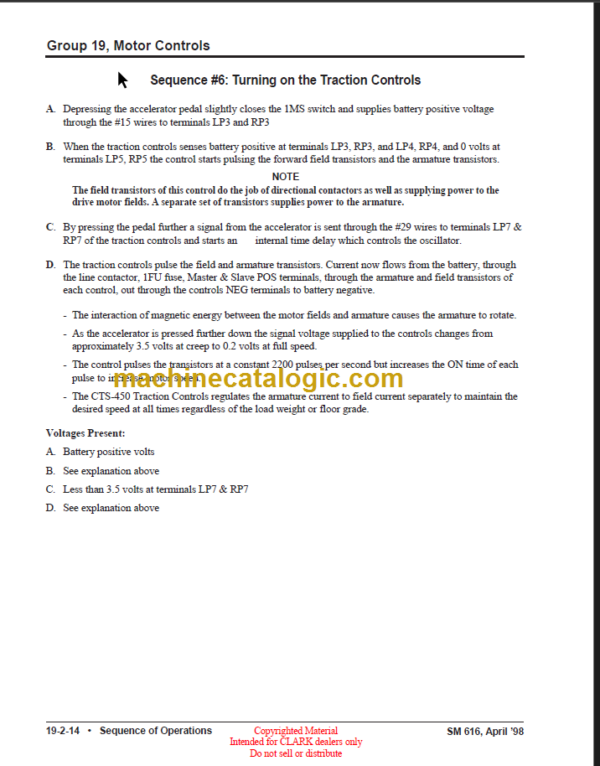 CLARK TMG12-25 TMG13-20X EPG15-18 SERVICE MANUAL