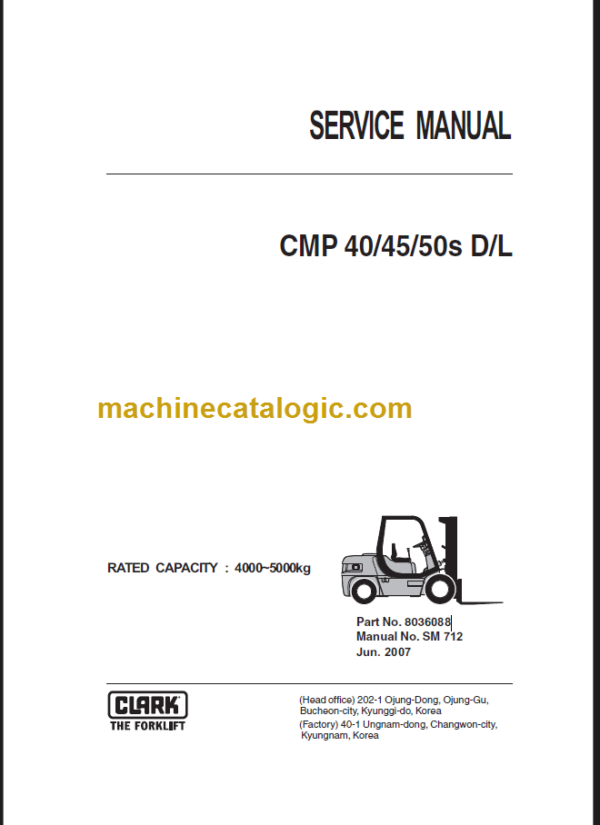 CLARK CMP40 45 50s D L SERVICE MANUAL