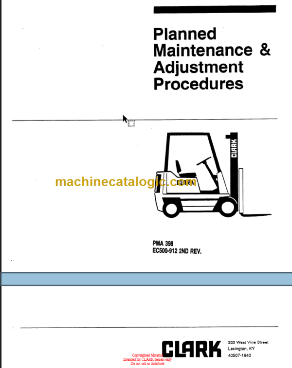 CLARK EC500-912 2ND REV PLANNED MAINTENANCE