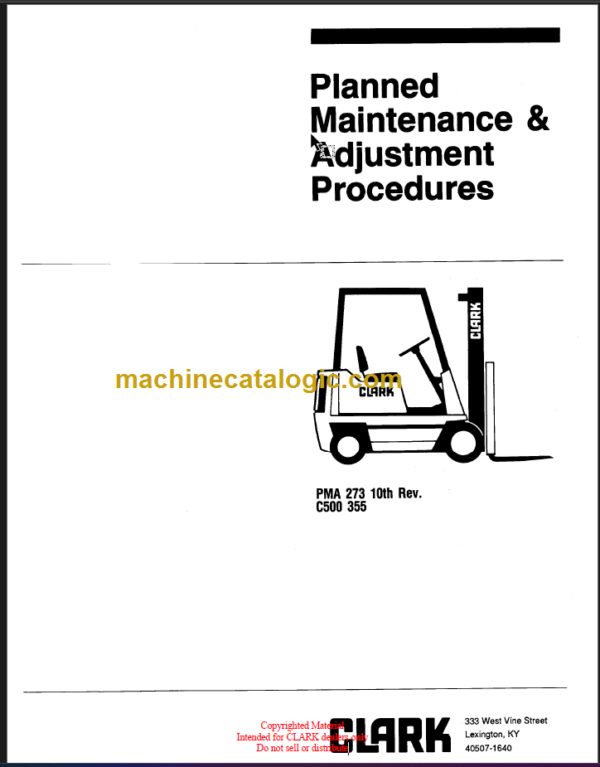 CLARK PMA 27310th REVC500 355 SERVICE MANUAL