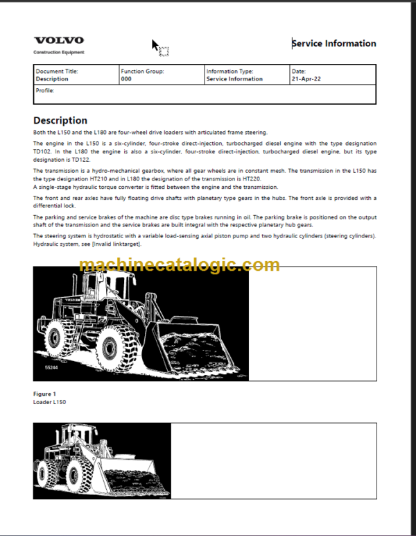 VOLVO L150C LB WHEEL LOADER SERVICE REPAIR MANUAL