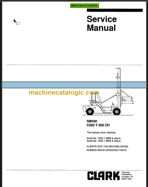 CLARK C500 Y950CH SERVICE MANUAL