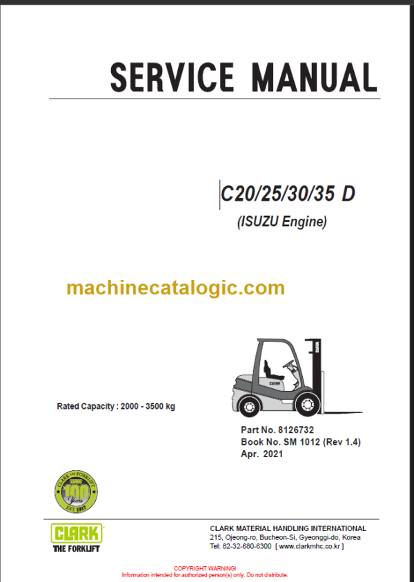 CLARK C20 25 30 35D SERVICE MANUAL