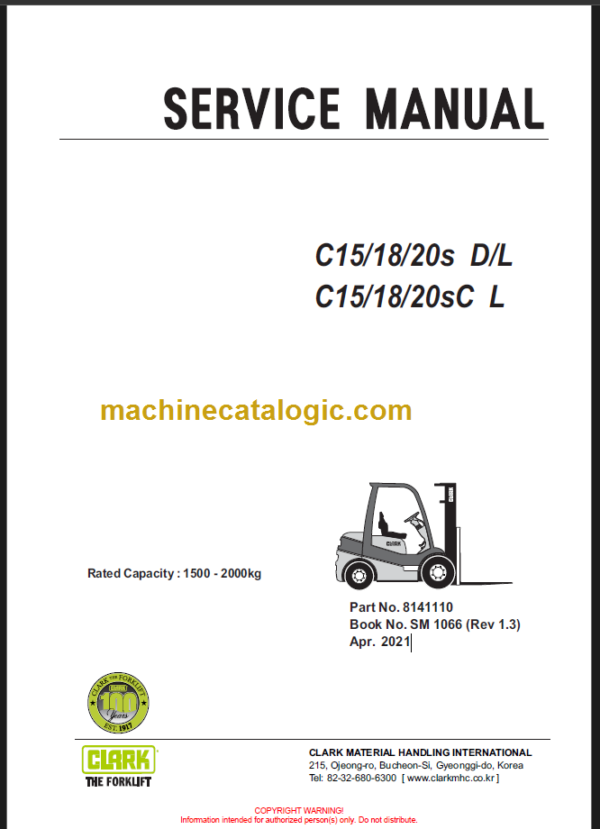 CLARK C15 18 20 D L SERVICE MANUAL