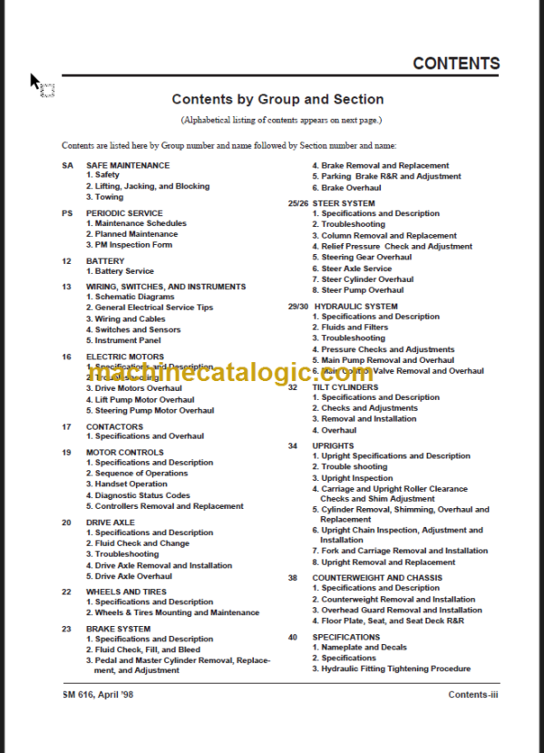 CLARK TMG 12-25 TMG13-20X EPG15-18 SERVICE MANUAL