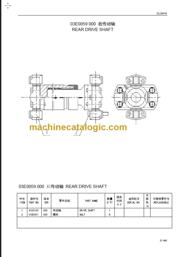 CLG418(35F0004) PARTS MANUAL