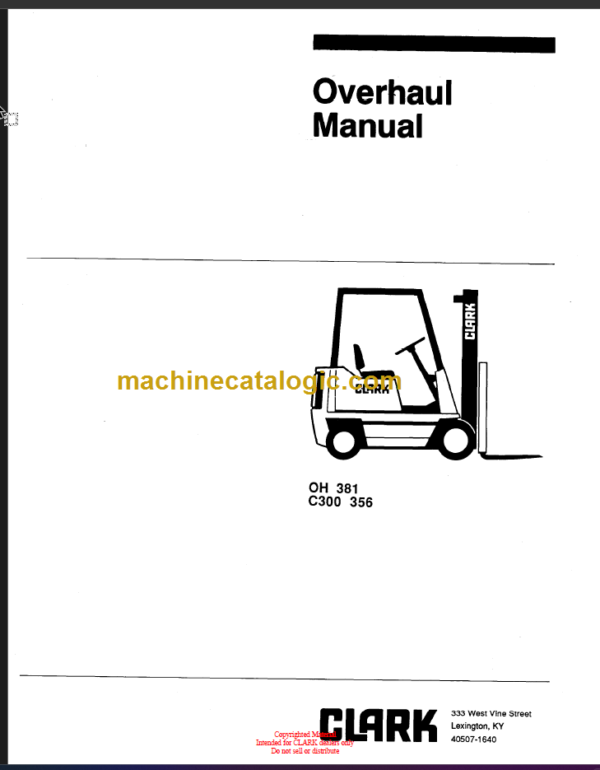 CLARK C300-356 OVERHAUL MANUAL