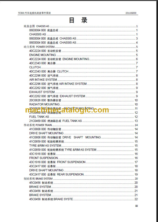 CLG TC500 CLG5410JQZ50 CHASIS PARTS CATALOG