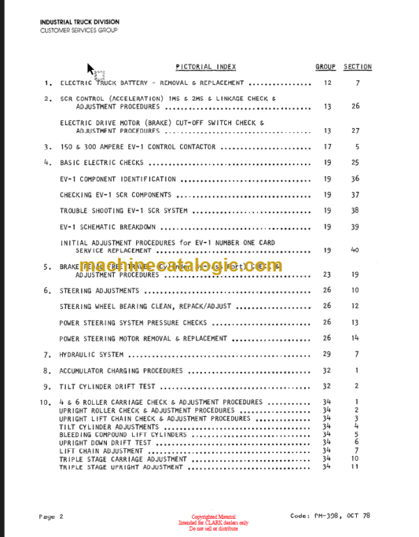 CLARK EC500-912 2ND REV PLANNED MAINTENANCE