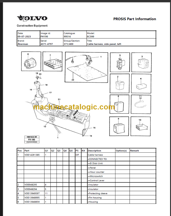 Volvo EC300 Akerman Excavator Parts Catalog Manual