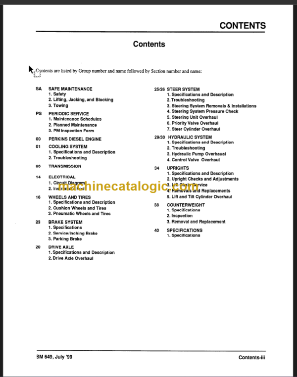 CLARK CMP50 60 70 SERVICE MANUAL