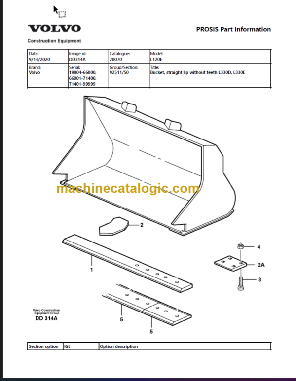 VOLVO L120E WHEEL LOADER PARTS MANUAL