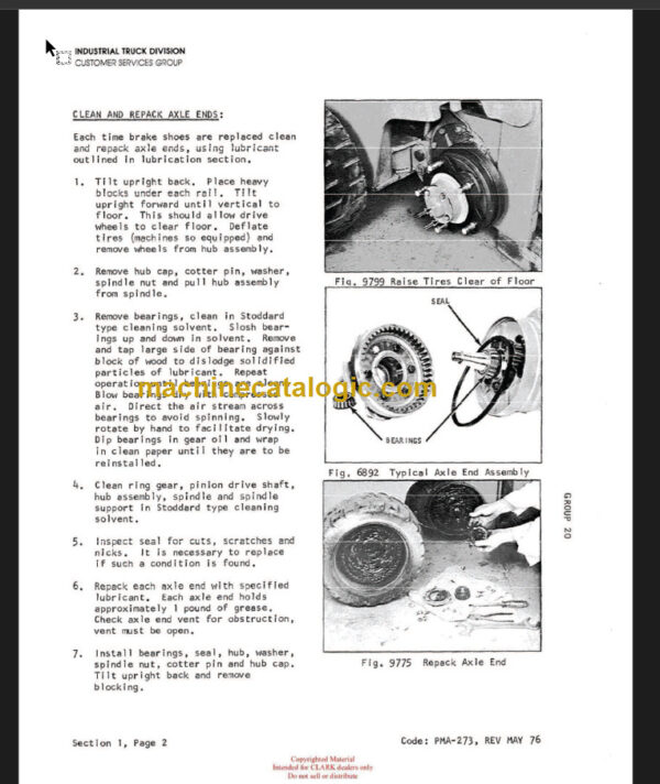 CLARK PMA-452 C500 Y60-100 PLANNED MAINTENANCE