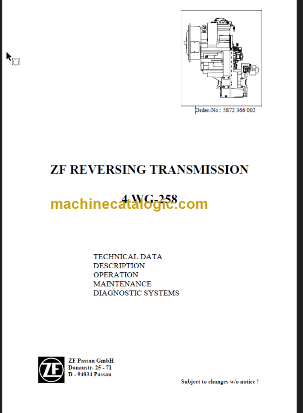 4WG258 Transmission Operation Manual