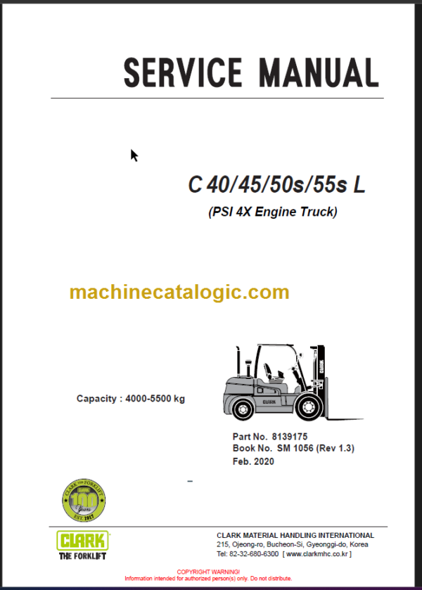 CLARK C40 45 50S 55L SERVICE MANUAL