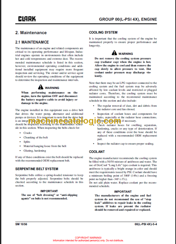 CLARK C40 45 50S 55L SERVICE MANUAL