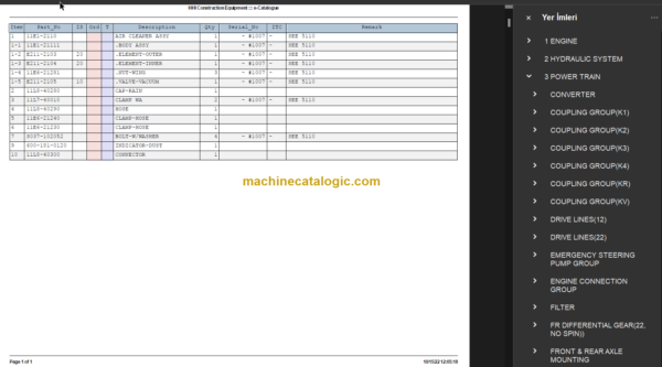 HYUNDAI HL730TM-3 WHEEL LOADER PARTS MANUAL