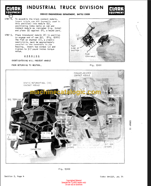 CLARK NP NS300 OVERHAUL MANUAL