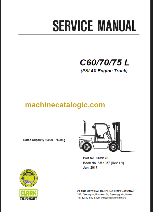 CLARK C60 70 75 L(PSI4X Engine Truck) SERVICE MANUAL