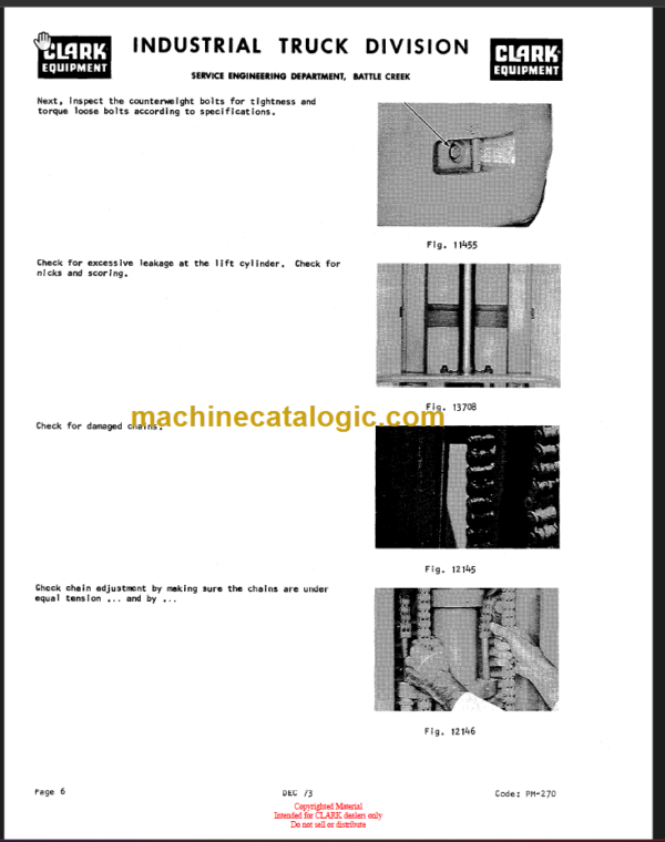 CLARK C500 235 Planned Maint & Adj Manuals