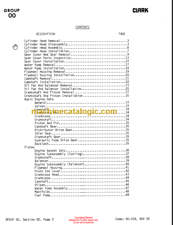 CLARK C500 915 OVERHAUL MANUAL