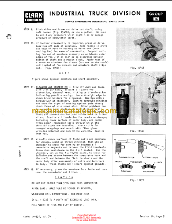 CLARK NP NS300 OVERHAUL MANUAL