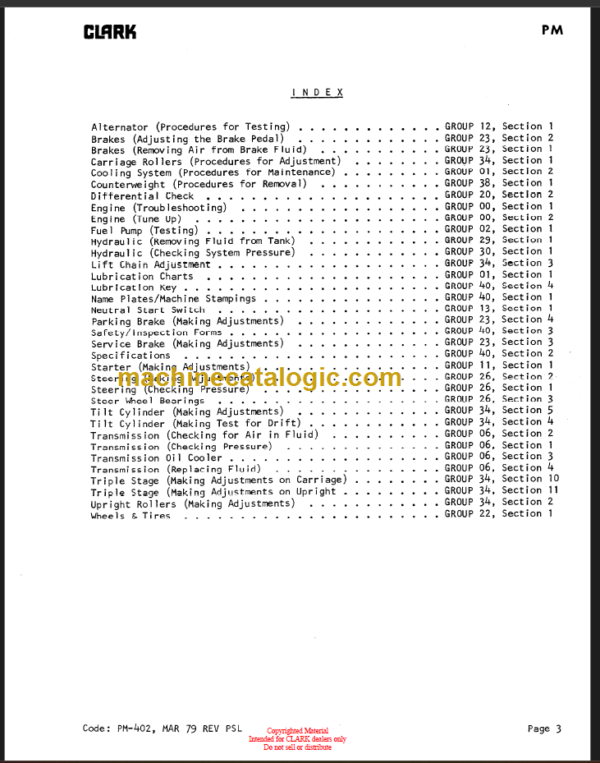 CLARK PMA-534 Y015 BRAZIL PLANNED MAINTENANCE