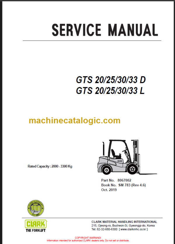 CLARK GTS 20 25 30 33 L SERVICE MANUAL