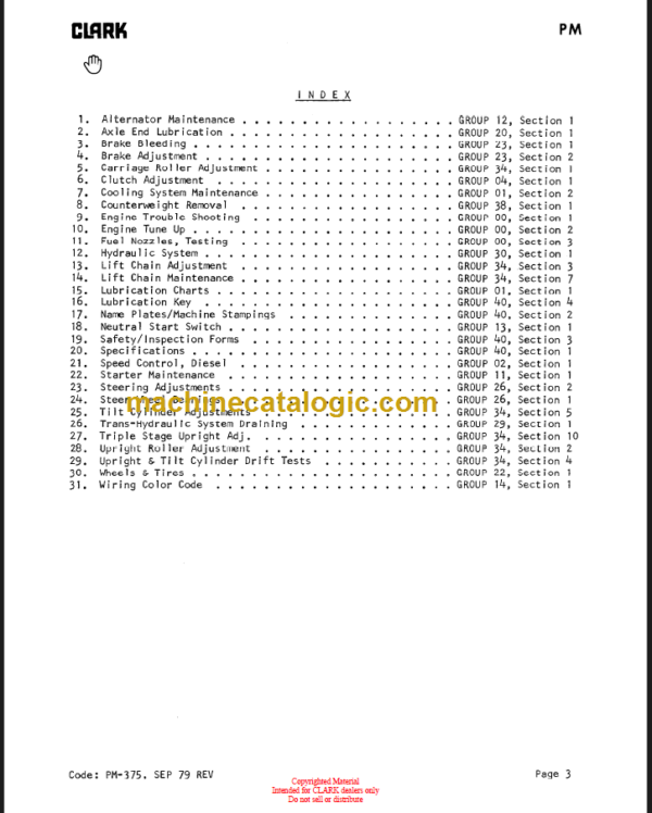 CLARK UT40 60D Planned Maint & Adj Manuals