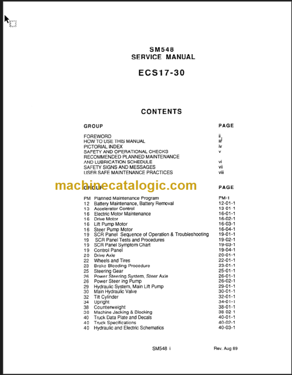 CLARK ECS17 30 SERVICE MANUAL